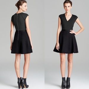 Rebecca Taylor Tweed Combo Dress In Black